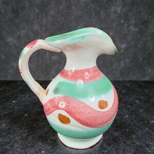 Vintage Hand Made Italian Art Pottery Redware Small Jug Pitcher Carafe Decor VTG